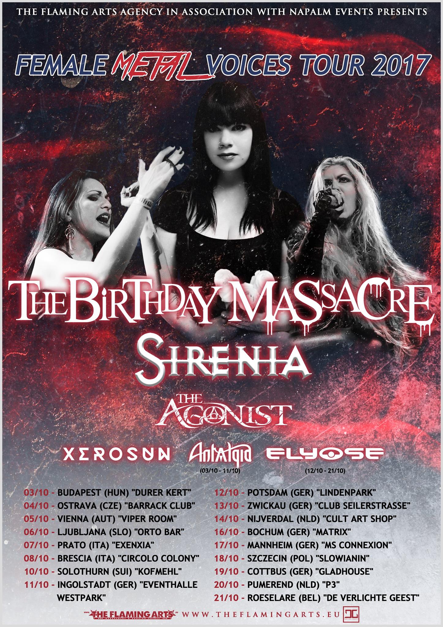Female Metal Voices Tour 2017 Xerosun supporting The Birthday Massacre, Sirenia and The Agonist