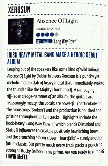 Hot Press review of Xerosun's Absence Of Light